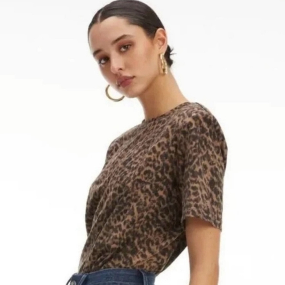 Good American Strong Shoulder Leopard Top (Size 5)
